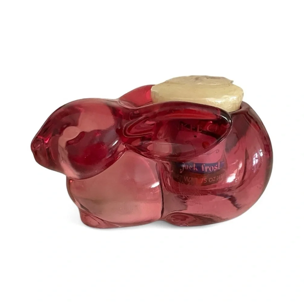 Vintage Cranberry Indiana Glass Rabbit Votive Candle Holder Easter